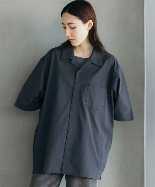FREAK'S STORE(フリークスストア)の「FREAK’S STORE/フリークスストア AIRDRY 高機能素材 ビックシルエット スナップボタン オープンカラーシャツ ショートスリーブ/エアドライ ポリエステル Tシャツ/吸水速乾/遮熱性/UV(シャツ/ブラウス・メンズ・ホワイト/ブラック/チャコールグレー/オリーブ/ミント/サックスブルー・SMALL/MEDIUM/LARGE)」の17枚目の写真