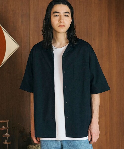 FREAK'S STORE(フリークスストア)の「FREAK’S STORE/フリークスストア AIRDRY 高機能素材 ビックシルエット スナップボタン オープンカラーシャツ ショートスリーブ/エアドライ ポリエステル Tシャツ/吸水速乾/遮熱性/UV(シャツ/ブラウス・メンズ・ホワイト/ブラック/チャコールグレー/オリーブ/ミント/サックスブルー・SMALL/MEDIUM/LARGE)」の3枚目の写真