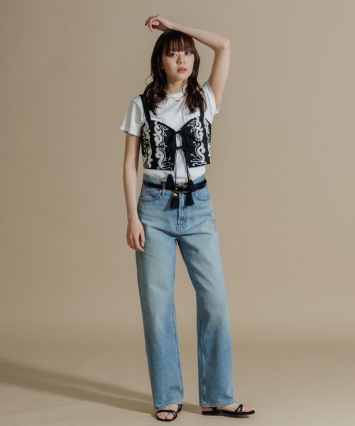 tシャツ 「WOMEN」LEIN コットンリネンアリ刺繍ビスチェ レディース WOMEN】LEIN コットンリネンアリ刺繍ビスチェ（Tシャツ
