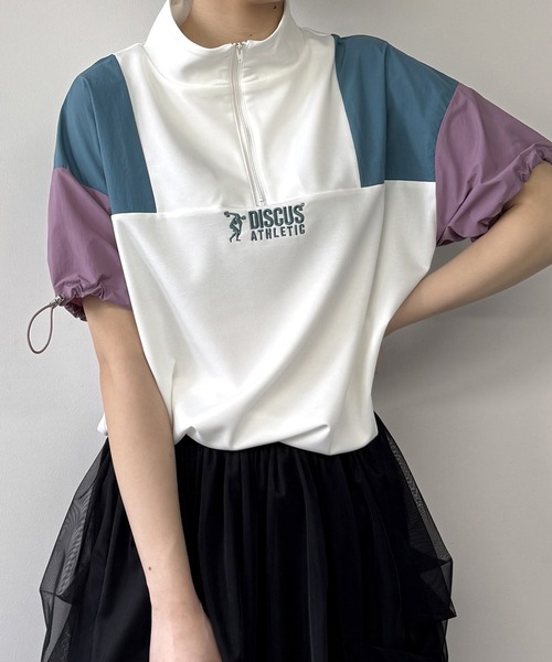 DISCUS(ディスカス)の「【DISCUS】ドッキングハーフジップ(Tシャツ/カットソー・レディース・ネイビー/その他1/その他2・FREE)」の1枚目の写真