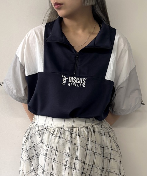 DISCUS(ディスカス)の「【DISCUS】ドッキングハーフジップ(Tシャツ/カットソー・レディース・ネイビー/その他1/その他2・FREE)」の2枚目の写真