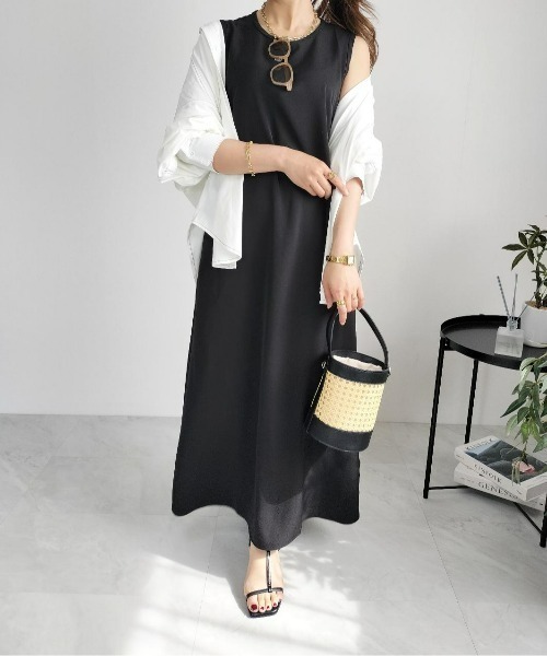 CHIC STYLE（シックスタイル）の「ノースリーブAラインロングワンピース＜大きいサイズ有＞（もっとロング丈）シックスタイル（ワンピース・レディース・ブラック/オリーブ・3L/L/M/5L/4L/LL）」の17枚目の写真