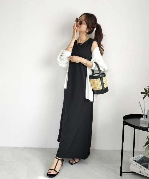 CHIC STYLE（シックスタイル）の「ノースリーブAラインロングワンピース＜大きいサイズ有＞（もっとロング丈）シックスタイル（ワンピース・レディース・ブラック/オリーブ・3L/L/M/5L/4L/LL）」の18枚目の写真