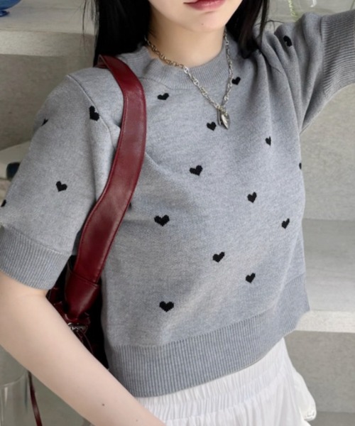 TREOVER(トレオーバー)の「【3色展開】ハート ドット パフスリーブ サマーニット(ニット/セーター・レディース・杢グレー/ブラック/アイボリー・FREE)」の18枚目の写真
