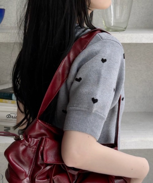 TREOVER(トレオーバー)の「【3色展開】ハート ドット パフスリーブ サマーニット(ニット/セーター・レディース・杢グレー/ブラック/アイボリー・FREE)」の21枚目の写真