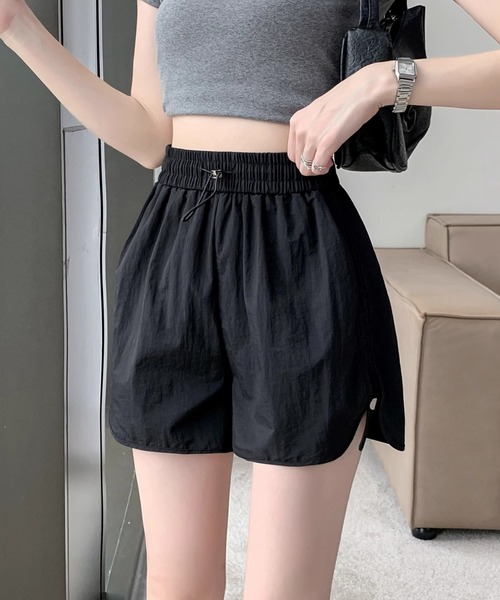 Teem Store(チームストア)の「ウエストドロストナイロンショートパンツ(その他パンツ・レディース・グレー/ブラック・M/L)」の1枚目の写真