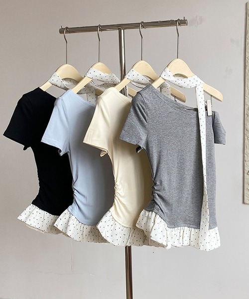 frunco(フランコ)の「ドットタイチョーカー付きTシャツ(Tシャツ/カットソー・レディース・ブルー/グレー/アイボリー/ブラック・FREE)」の17枚目の写真