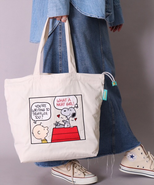 PEANUTS（ピーナッツ）の「(ACT)【PEANUTS】ヴィンテージ スタイル 2WAY 刺繍 トートバッグ（トートバッグ・レディース・アイボリー/ライトグレー・ONE SIZE）」の9枚目の写真