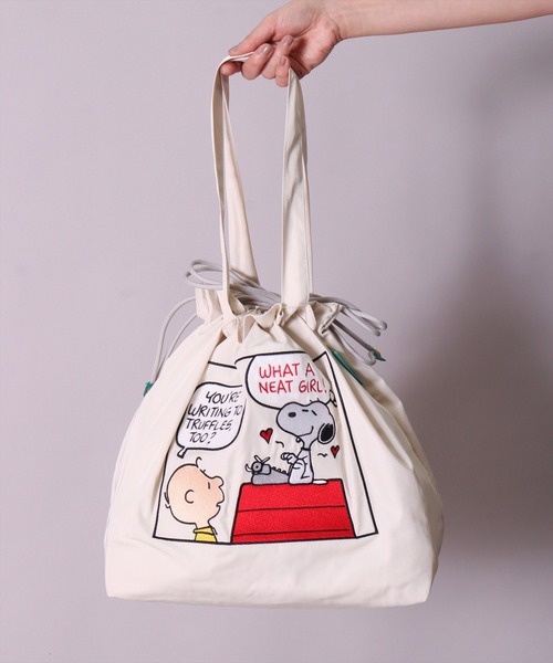 PEANUTS（ピーナッツ）の「(ACT)【PEANUTS】ヴィンテージ スタイル 2WAY 刺繍 トートバッグ（トートバッグ・レディース・アイボリー/ライトグレー・ONE SIZE）」の14枚目の写真