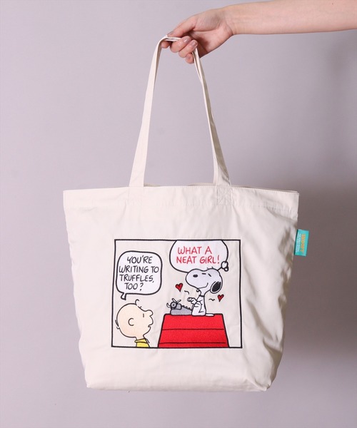 PEANUTS（ピーナッツ）の「(ACT)【PEANUTS】ヴィンテージ スタイル 2WAY 刺繍 トートバッグ（トートバッグ・レディース・アイボリー/ライトグレー・ONE SIZE）」の15枚目の写真
