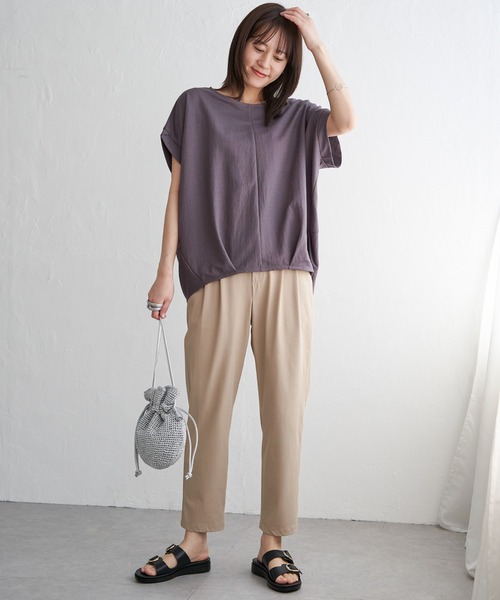 ikka(イッカ)の「【接触冷感】冷感鹿の子センターシームタックプルオーバー(Tシャツ/カットソー・レディース・ネイビー/オレンジ/ブルー/ベージュ/グリーン系その他/モカ・L/M/S)」の19枚目の写真