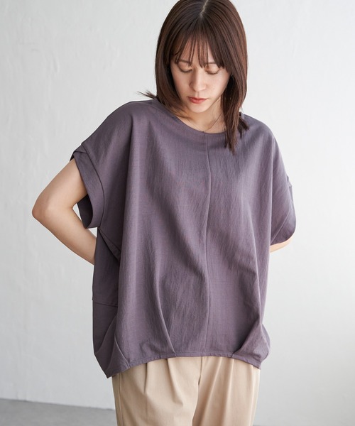 ikka(イッカ)の「【接触冷感】冷感鹿の子センターシームタックプルオーバー(Tシャツ/カットソー・レディース・ネイビー/オレンジ/ブルー/ベージュ/グリーン系その他/モカ・L/M/S)」の20枚目の写真