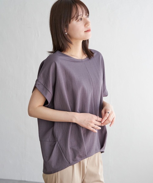 ikka(イッカ)の「【接触冷感】冷感鹿の子センターシームタックプルオーバー(Tシャツ/カットソー・レディース・ネイビー/オレンジ/ブルー/ベージュ/グリーン系その他/モカ・L/M/S)」の21枚目の写真
