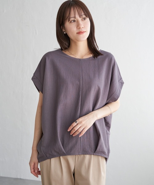 ikka(イッカ)の「【接触冷感】冷感鹿の子センターシームタックプルオーバー(Tシャツ/カットソー・レディース・ネイビー/オレンジ/ブルー/ベージュ/グリーン系その他/モカ・L/M/S)」の22枚目の写真