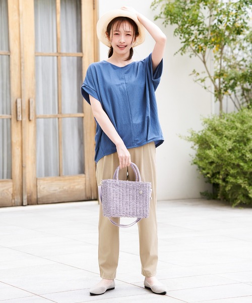 ikka(イッカ)の「【接触冷感】冷感鹿の子センターシームタックプルオーバー(Tシャツ/カットソー・レディース・ネイビー/オレンジ/ブルー/ベージュ/グリーン系その他/モカ・L/M/S)」の13枚目の写真