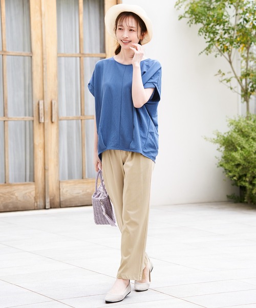 ikka(イッカ)の「【接触冷感】冷感鹿の子センターシームタックプルオーバー(Tシャツ/カットソー・レディース・ネイビー/オレンジ/ブルー/ベージュ/グリーン系その他/モカ・L/M/S)」の15枚目の写真