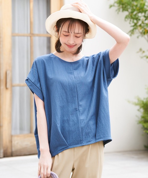 ikka(イッカ)の「【接触冷感】冷感鹿の子センターシームタックプルオーバー(Tシャツ/カットソー・レディース・ネイビー/オレンジ/ブルー/ベージュ/グリーン系その他/モカ・L/M/S)」の17枚目の写真