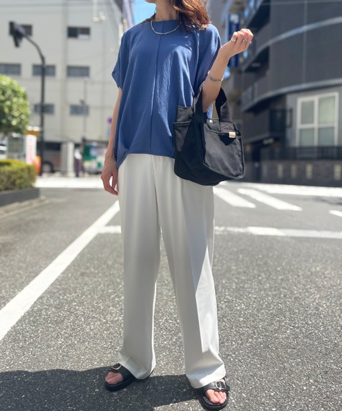ikka(イッカ)の「【接触冷感】冷感鹿の子センターシームタックプルオーバー(Tシャツ/カットソー・レディース・ネイビー/オレンジ/ブルー/ベージュ/グリーン系その他/モカ・L/M/S)」の11枚目の写真