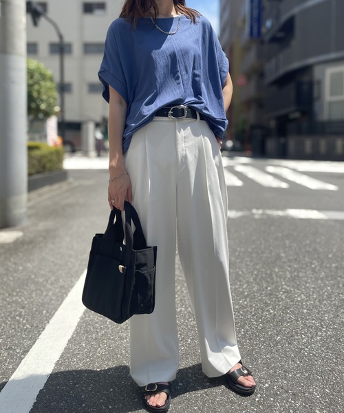 ikka(イッカ)の「【接触冷感】冷感鹿の子センターシームタックプルオーバー(Tシャツ/カットソー・レディース・ネイビー/オレンジ/ブルー/ベージュ/グリーン系その他/モカ・L/M/S)」の10枚目の写真
