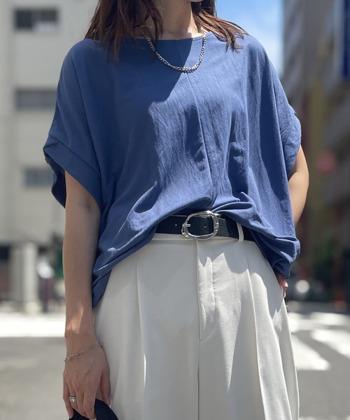 ikka(イッカ)の「【接触冷感】冷感鹿の子センターシームタックプルオーバー(Tシャツ/カットソー・レディース・ネイビー/オレンジ/ブルー/ベージュ/グリーン系その他/モカ・L/M/S)」の12枚目の写真
