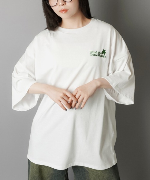 半袖オーバーサイズTシャツ/クローバー/バックプリント（Tシャツ