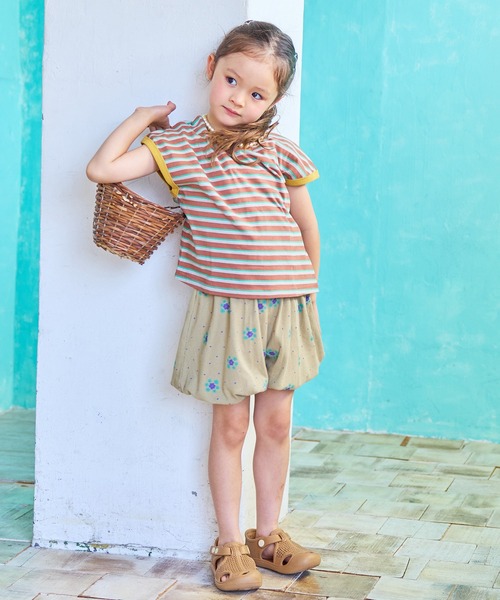 MARKEY'S（マーキーズ）の「先染めボーダーリンガーTシャツ（Tシャツ/カットソー・キッズ・ブラウン/オフホワイト/ライトピンク・100/110/95/90/150/140/130/120/80）」の9枚目の写真