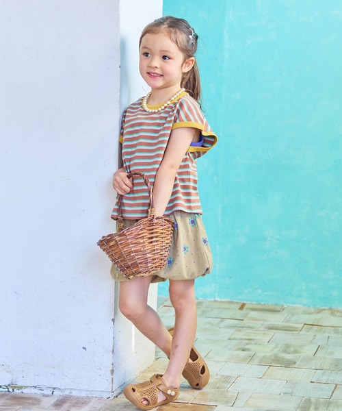 MARKEY'S（マーキーズ）の「先染めボーダーリンガーTシャツ（Tシャツ/カットソー・キッズ・ブラウン/オフホワイト/ライトピンク・100/110/95/90/150/140/130/120/80）」の10枚目の写真