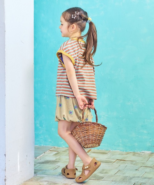 MARKEY'S（マーキーズ）の「先染めボーダーリンガーTシャツ（Tシャツ/カットソー・キッズ・ブラウン/オフホワイト/ライトピンク・100/110/95/90/150/140/130/120/80）」の12枚目の写真