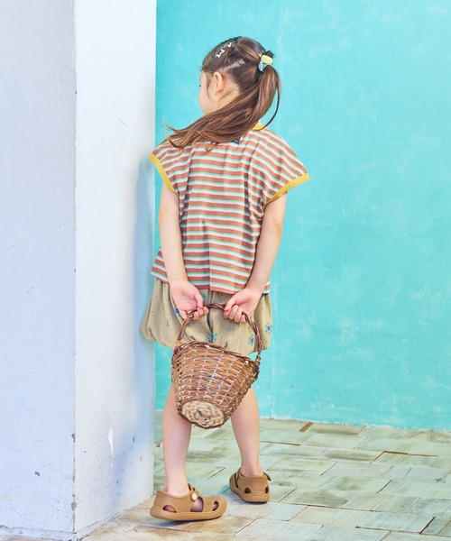 MARKEY'S（マーキーズ）の「先染めボーダーリンガーTシャツ（Tシャツ/カットソー・キッズ・ブラウン/オフホワイト/ライトピンク・100/110/95/90/150/140/130/120/80）」の13枚目の写真