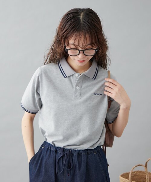 GEVACO（ゲバコ）の「【GEVACO】半袖ポロシャツ（ポロシャツ・レディース・グレー/ホワイト/グリーン・SMALL/MEDIUM/LARGE）」の4枚目の写真
