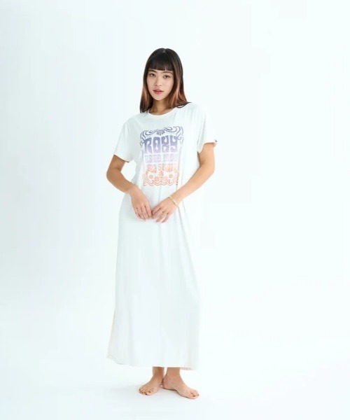 ROXY(ロキシー)の「SEA SPIRIT DRESS /ロキシーフロントプリント水陸両用UVカット速乾塩素対応ラッシュガードワンピース(水着)(ラッシュガード・レディース・ホワイト/ブラック・MEDIUM/LARGE/SMALL)」の1枚目の写真