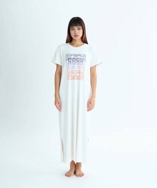 ROXY(ロキシー)の「SEA SPIRIT DRESS /ロキシーフロントプリント水陸両用UVカット速乾塩素対応ラッシュガードワンピース(水着)(ラッシュガード・レディース・ホワイト/ブラック・MEDIUM/LARGE/SMALL)」の3枚目の写真