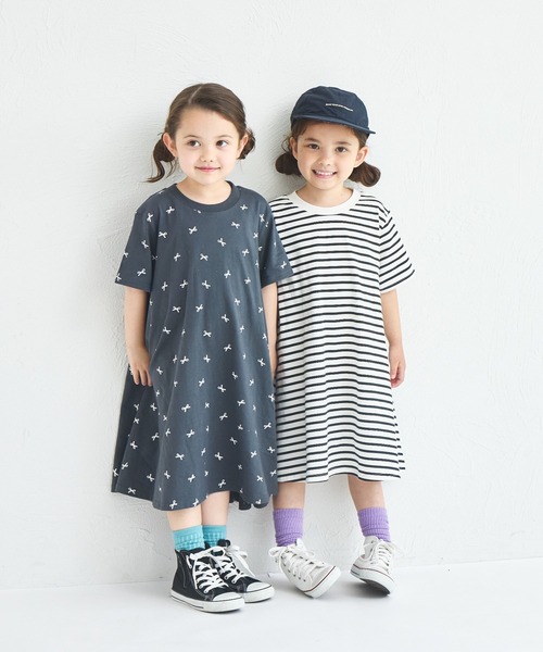 pairmanon（ペアマノン）の「【UVカット】【吸水速乾】【接触冷感】サマーファンクション 総柄ワンピース（ワンピース・キッズ・ホワイト/ホワイト系その他2/ブラック・100/110/120/130/140/150/90）」の15枚目の写真