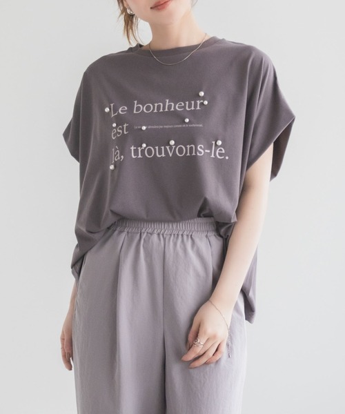 HusHusH(ハッシュアッシュ)の「HusHusH パール使いプリントドルマンTシャツ(Tシャツ/カットソー・レディース・オフホワイト/チャコールグレー/ベージュ・M/L)」の15枚目の写真