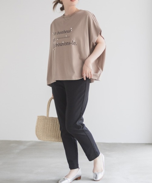 HusHusH(ハッシュアッシュ)の「HusHusH パール使いプリントドルマンTシャツ(Tシャツ/カットソー・レディース・オフホワイト/チャコールグレー/ベージュ・M/L)」の19枚目の写真