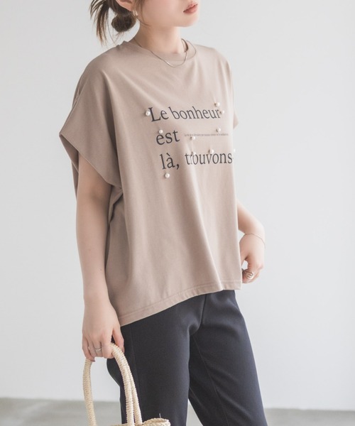 HusHusH(ハッシュアッシュ)の「HusHusH パール使いプリントドルマンTシャツ(Tシャツ/カットソー・レディース・オフホワイト/チャコールグレー/ベージュ・M/L)」の21枚目の写真