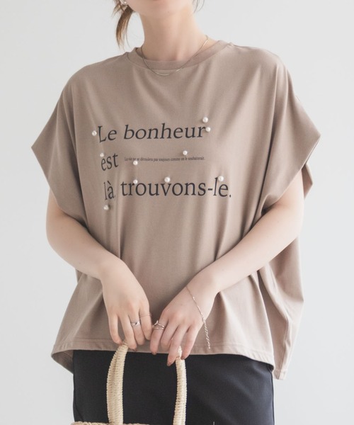 HusHusH(ハッシュアッシュ)の「HusHusH パール使いプリントドルマンTシャツ(Tシャツ/カットソー・レディース・オフホワイト/チャコールグレー/ベージュ・M/L)」の22枚目の写真