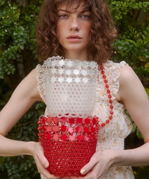 Lil Ambition（リルアンビション）の「【Casselini】ビーズバスケットバッグ（ショルダーバッグ・レディース・ホワイト/レッド・FREE）」の4枚目の写真