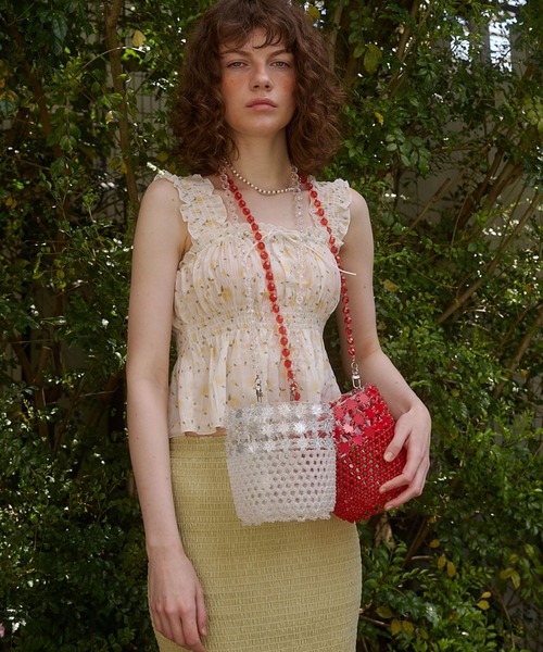 Lil Ambition（リルアンビション）の「【Casselini】ビーズバスケットバッグ（ショルダーバッグ・レディース・ホワイト/レッド・FREE）」の3枚目の写真