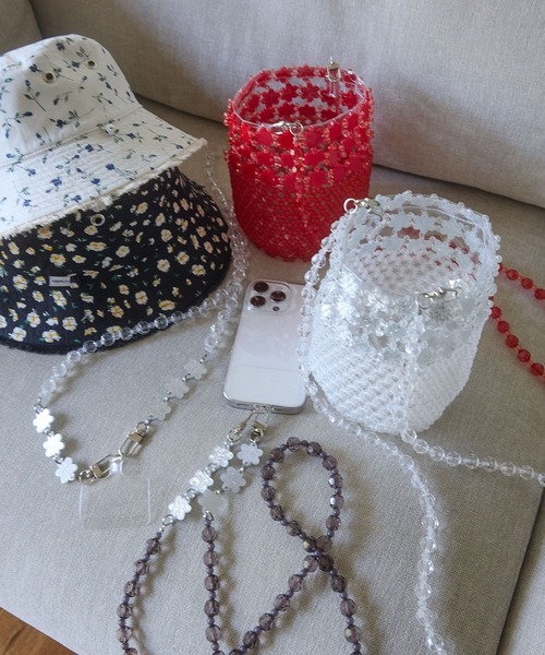 Lil Ambition（リルアンビション）の「【Casselini】ビーズバスケットバッグ（ショルダーバッグ・レディース・ホワイト/レッド・FREE）」の14枚目の写真