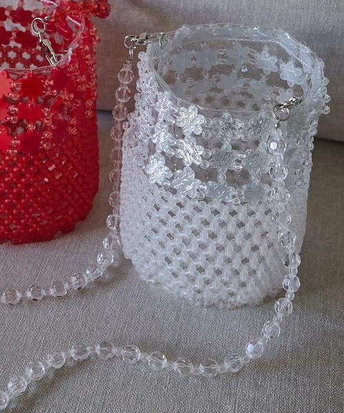 Lil Ambition（リルアンビション）の「【Casselini】ビーズバスケットバッグ（ショルダーバッグ・レディース・ホワイト/レッド・FREE）」の10枚目の写真