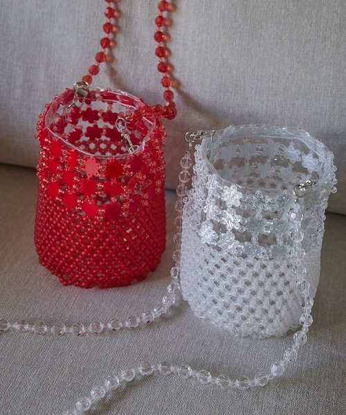 Lil Ambition（リルアンビション）の「【Casselini】ビーズバスケットバッグ（ショルダーバッグ・レディース・ホワイト/レッド・FREE）」の9枚目の写真