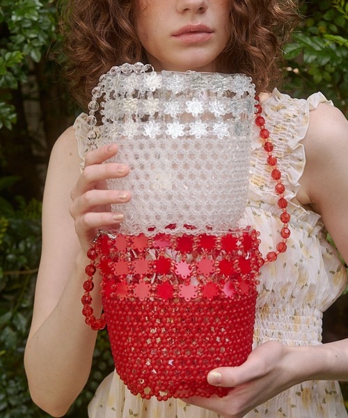 Lil Ambition（リルアンビション）の「【Casselini】ビーズバスケットバッグ（ショルダーバッグ・レディース・ホワイト/レッド・FREE）」の6枚目の写真