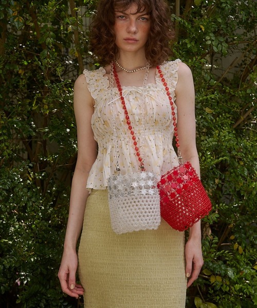 Lil Ambition（リルアンビション）の「【Casselini】ビーズバスケットバッグ（ショルダーバッグ・レディース・ホワイト/レッド・FREE）」の15枚目の写真