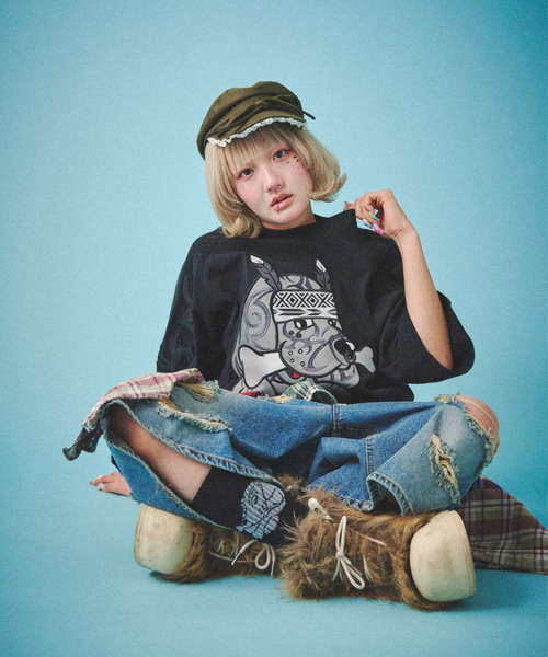 GALFY(ガルフィー)の「『GALFY/ガルフィー』部族長Tシャツ(Tシャツ/カットソー・レディース・オフホワイト/ブラック/グレイッシュベージュ・L/XL)」の10枚目の写真