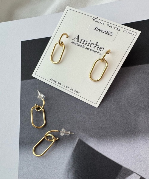 tone（トーン）の「【Amiche】フープピアス(MA)（ピアス（両耳用）・レディース・ゴールド・FREE）」の2枚目の写真