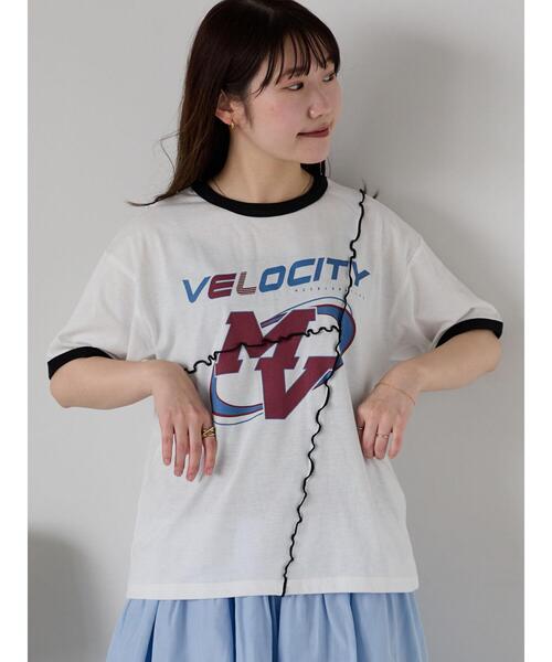 ehka sopo（エヘカソポ）の「メローリンガーTシャツ（Tシャツ/カットソー・レディース・キナリ/オフホワイト/チャコールグレー・F）」の4枚目の写真