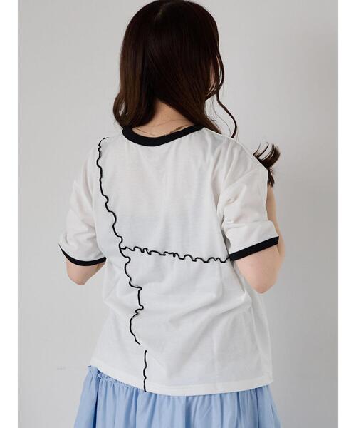 ehka sopo（エヘカソポ）の「メローリンガーTシャツ（Tシャツ/カットソー・レディース・キナリ/オフホワイト/チャコールグレー・F）」の7枚目の写真