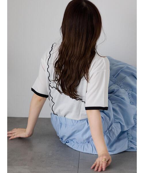 ehka sopo（エヘカソポ）の「メローリンガーTシャツ（Tシャツ/カットソー・レディース・キナリ/オフホワイト/チャコールグレー・F）」の10枚目の写真