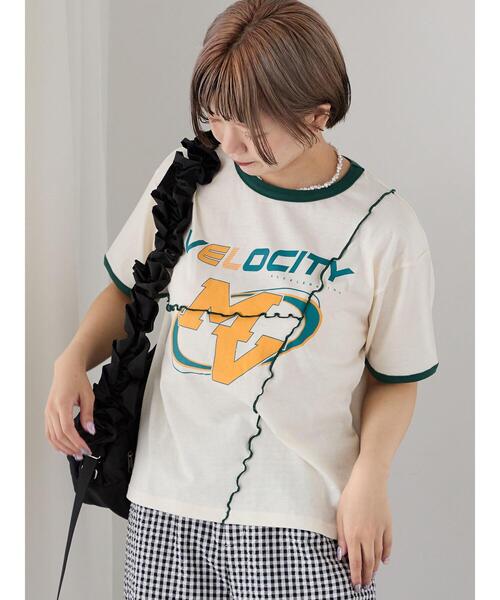 ehka sopo（エヘカソポ）の「メローリンガーTシャツ（Tシャツ/カットソー・レディース・キナリ/オフホワイト/チャコールグレー・F）」の16枚目の写真